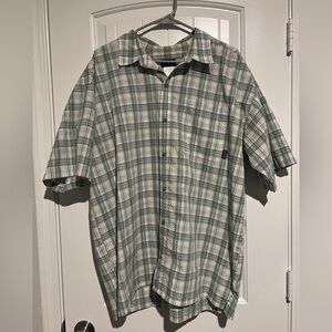 Columbia Men's Casual Blue and Green Plaid Button Down Shirt